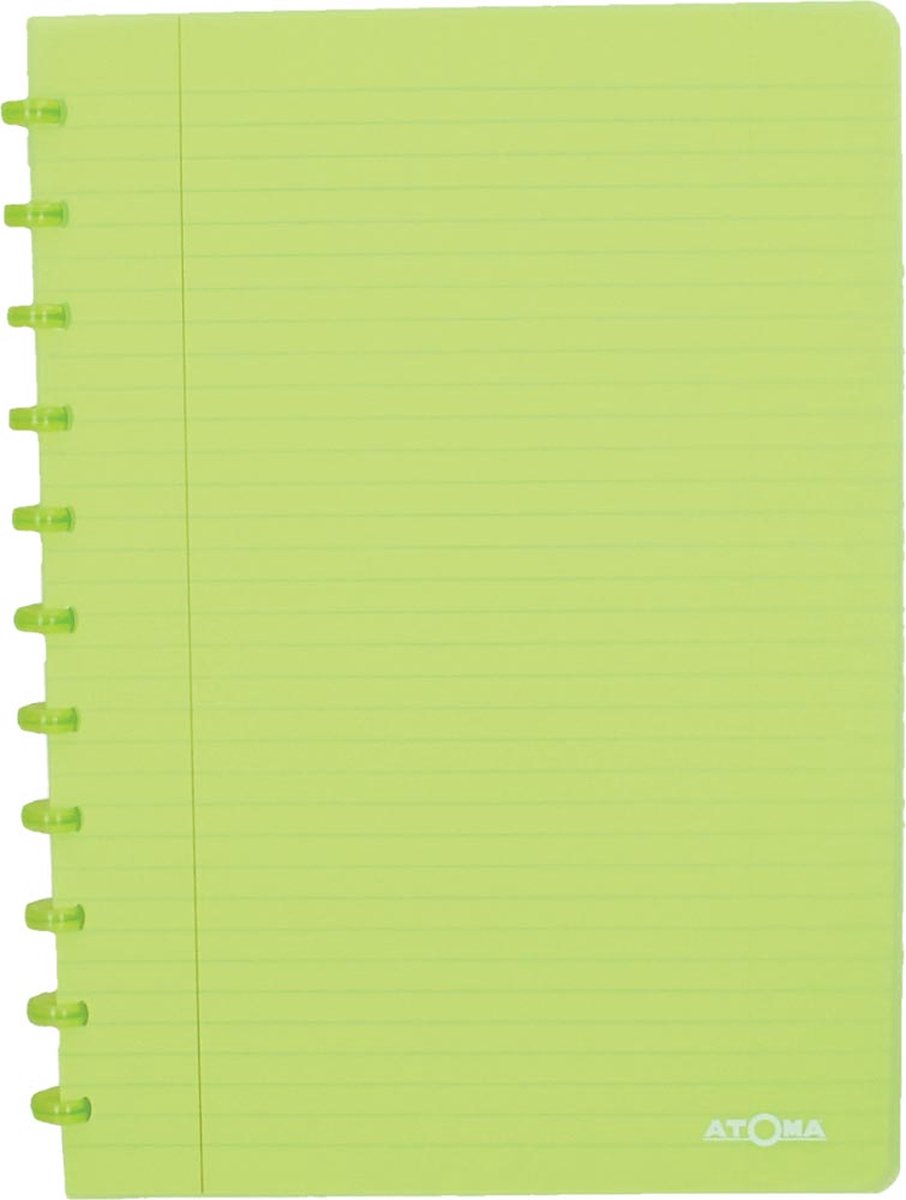 Cuaderno de moda Atoma, tamaño A4, 144 páginas, rayado, verde transparente