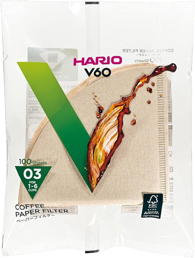 Hario v60 coffee filters - 03 size - brown - 100 pieces