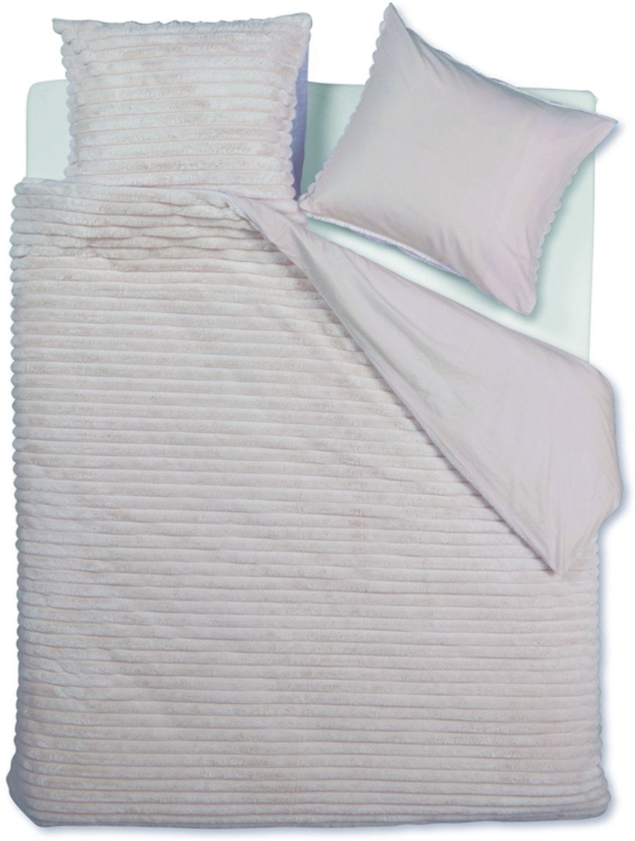 Riviera maison rivièra maison furry stripes dekbedovertrek - eenpersoons - 140 x 200 220 cm - gebroken wit
