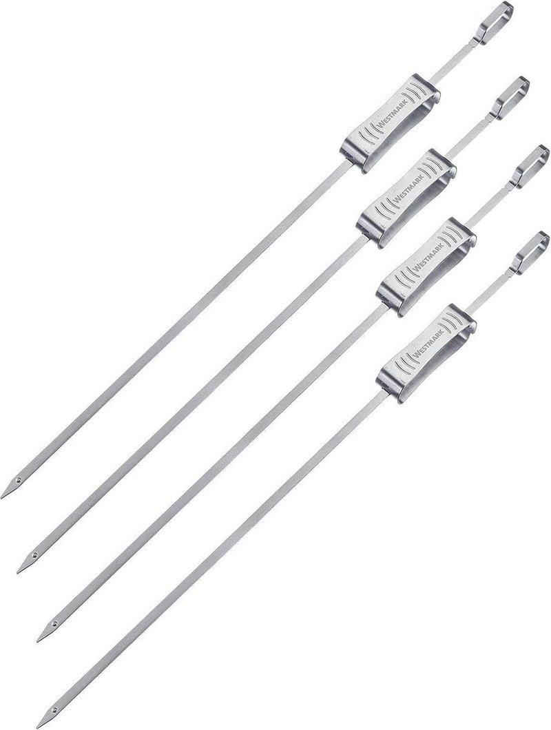 Spiedini per barbecue Westmark 42 cm - ideali per preparare shashlik o altri spiedini per barbecue, incl. cursore - acciaio inossidabile, 4 pezzi