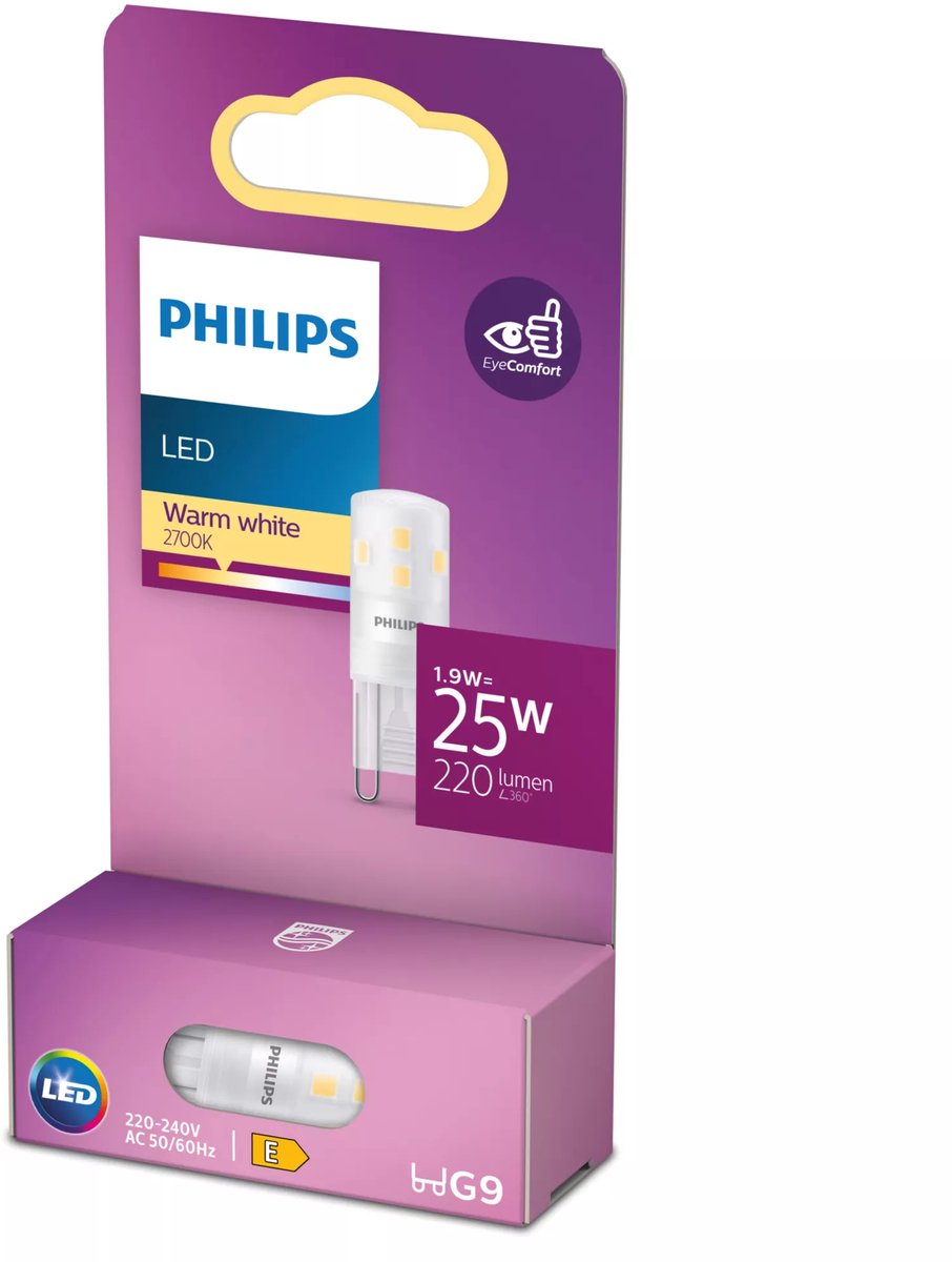 Capsula LED Philips a risparmio energetico trasparente - 25 W - G9 - luce bianca calda - risparmia sui costi energetici