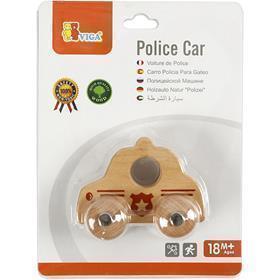 Viga pequeño coche de policía de madera, coche de policía, dimensiones 9x7,5 cm, 1 pieza