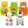 Tablero de actividades viga, vaca, gatos, rana, cebra y jirafa, dimensiones 36x55x3,5 cm, 5 piezas 1 caja
