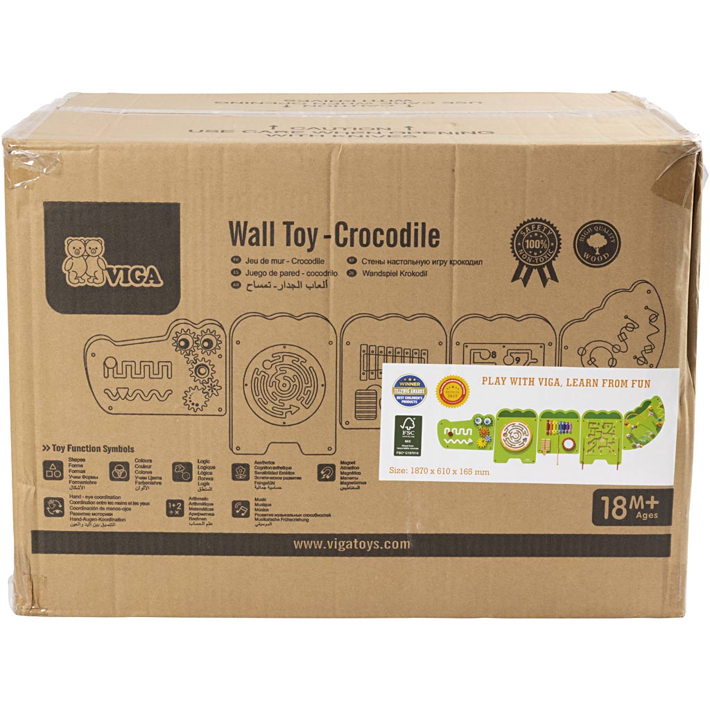Viga play wall with crocodile design, dimensions 187x61 cm, 1 piece