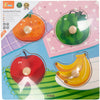 Puzzle con bottoni in legno Viga, frutta, misura 22x22 cm, 4 parti, 1 pezzo