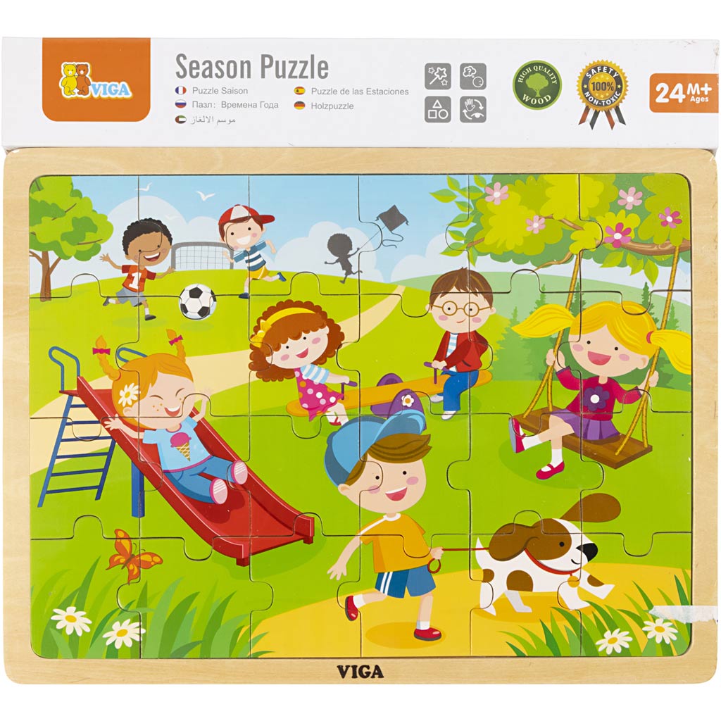 Puzle de madera Viga Seasons, las estaciones, primavera, medidas 30x22,5 cm, 24 piezas, 1 pieza