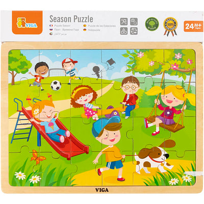 Puzzle in legno Viga stagioni, le stagioni, primavera, misura 30x22,5 cm, 24 parti, 1 pezzo