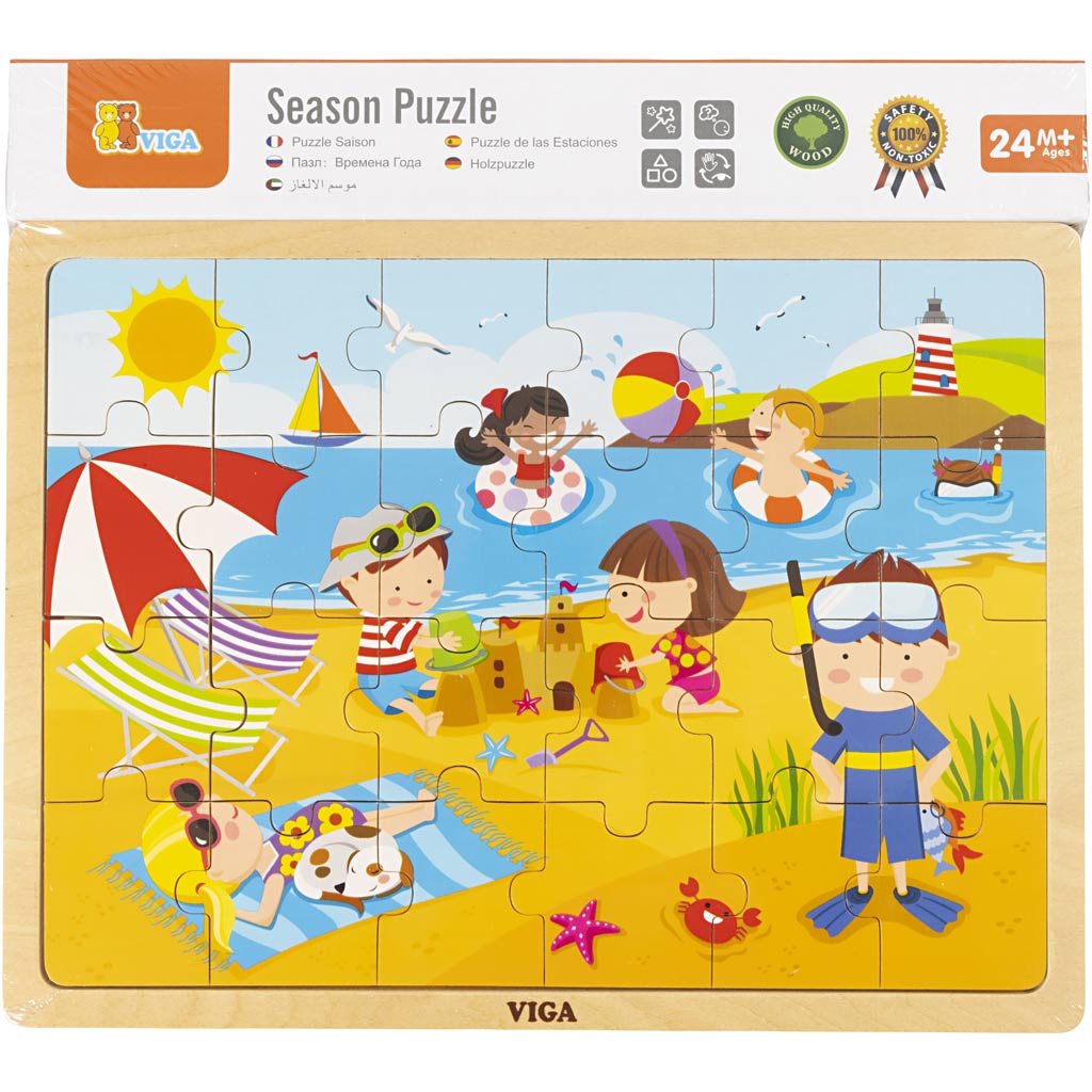 Puzzle de madera Viga Seasons, las estaciones, verano, medidas 30x22,5 cm, 24 piezas, 1 pieza