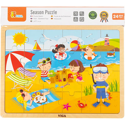Puzzle in legno Viga stagioni, le stagioni, estate, misura 30x22,5 cm, 24 parti, 1 pezzo