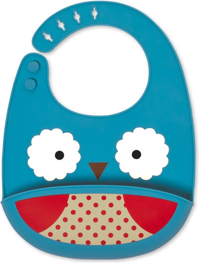 Skip hop zoo fold go babero de silicona - búho