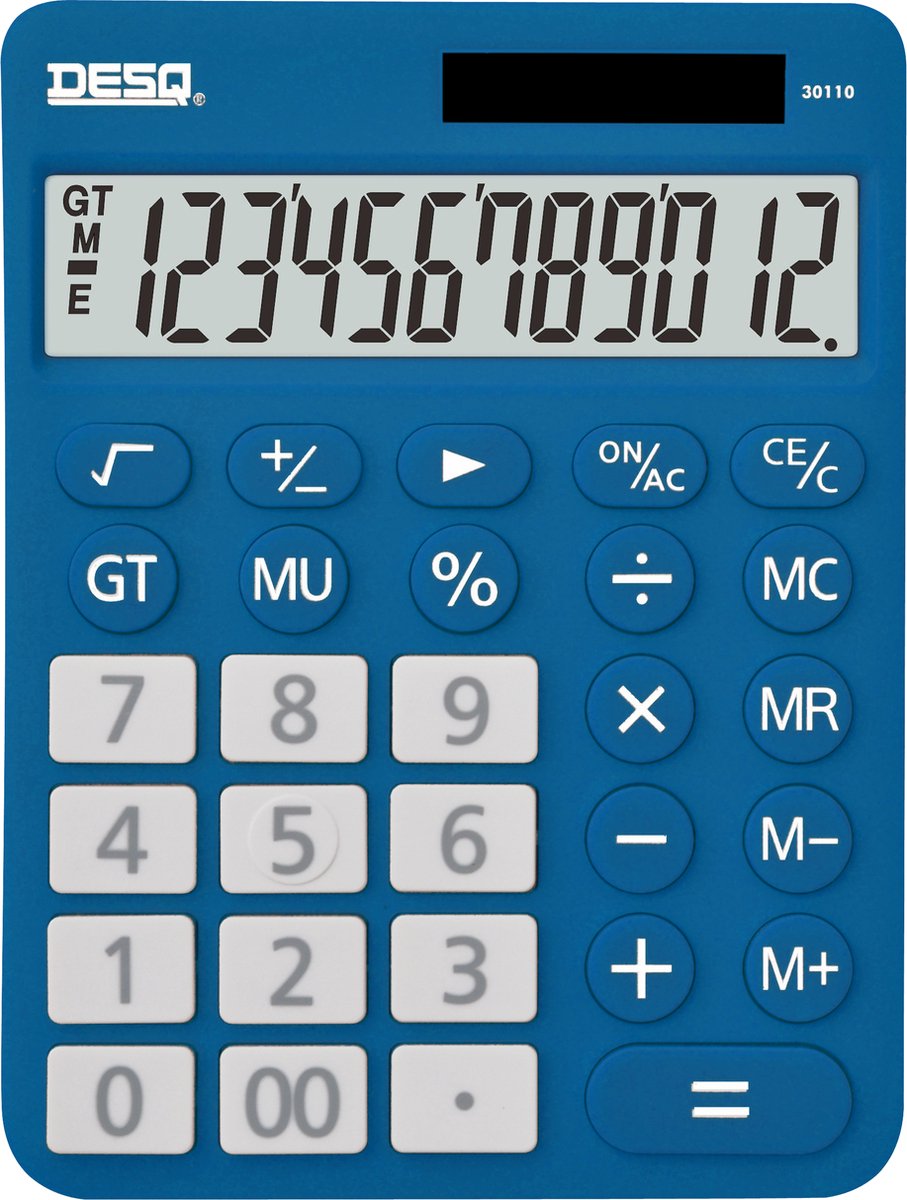 Desq® | desk calculator | 12 digits | xlarge | mu | gt | navy blue | new generation | big tests