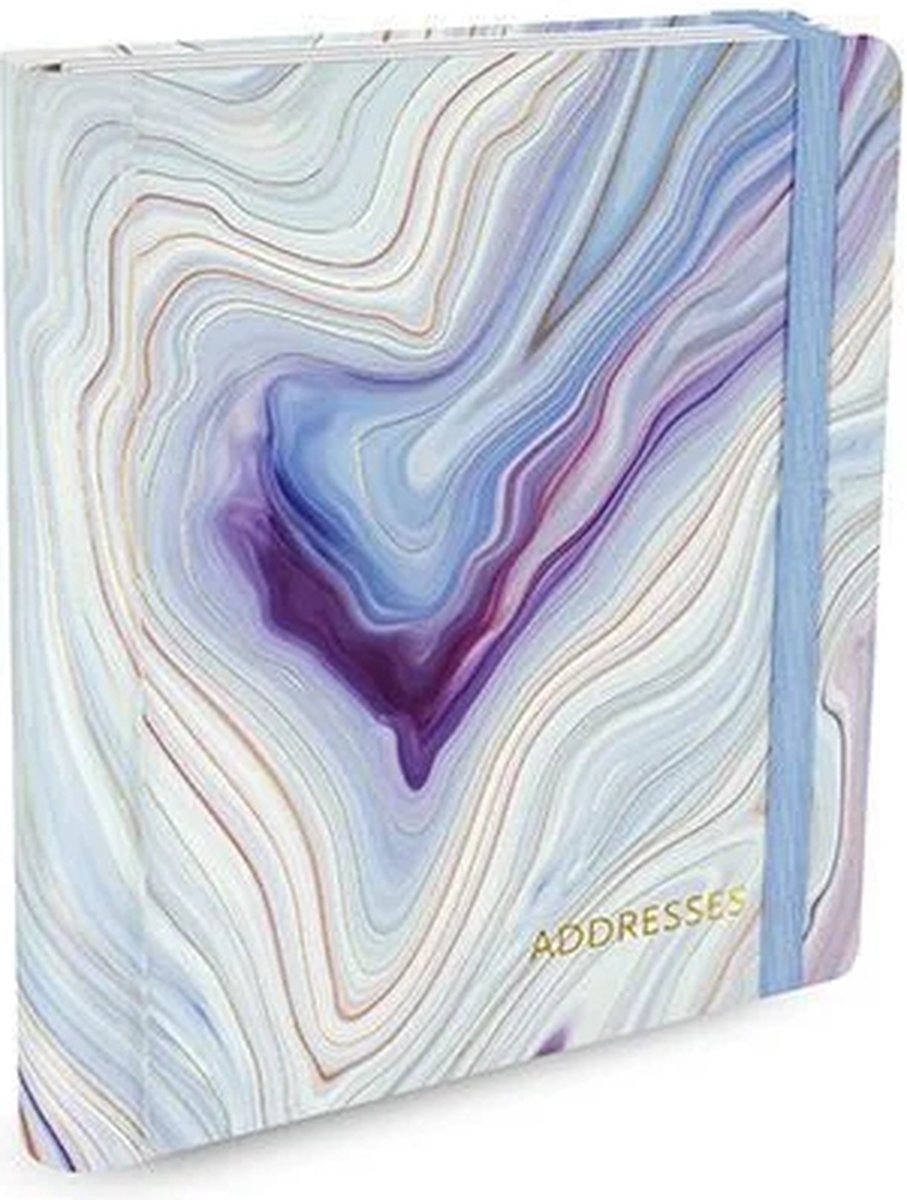 Libreta de direcciones Peter Pauper grande - ágata azul - con cierre elástico - 16x21 cm