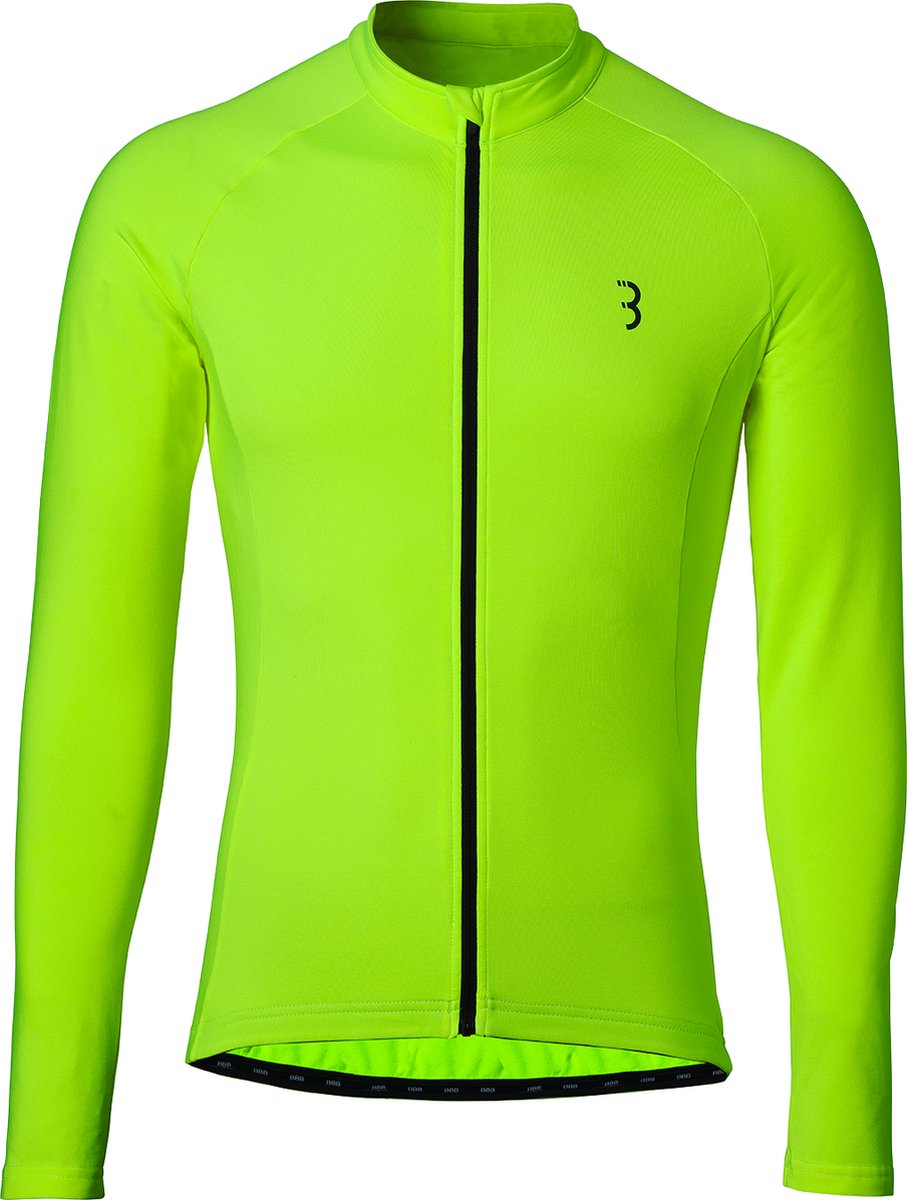 Maglia da ciclismo a maniche lunghe Bbb Cycling Transition da uomo e da donna - 10-15 °C - Maglia da mtb e da ciclismo con 3 tasche posteriori - Giallo neon