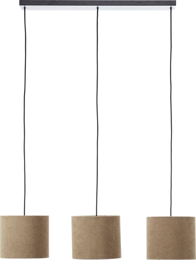 Brilliant tony - lampada a sospensione - 3 luci - e27 max 3x25w - tessuto cannettato - grigio