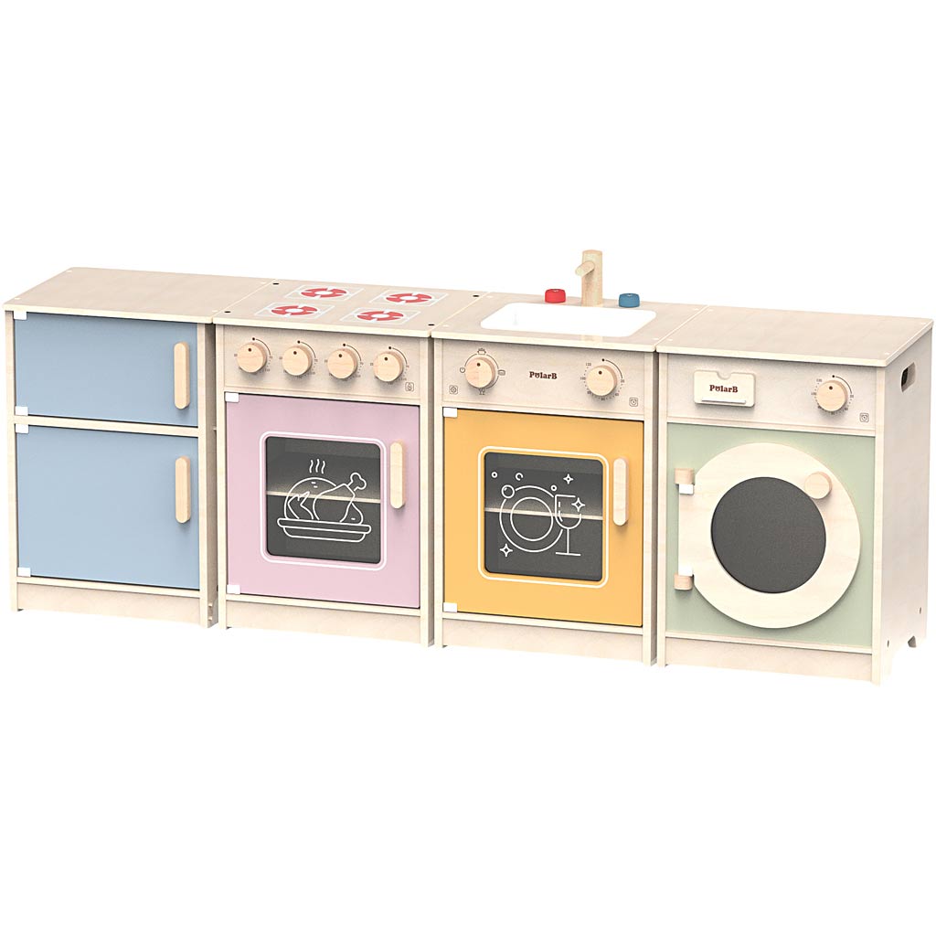 Mini cucina da gioco Viga, h: 50(56,9) cm, l: 130 cm, l: 30 cm, 4 parti 1 scatola