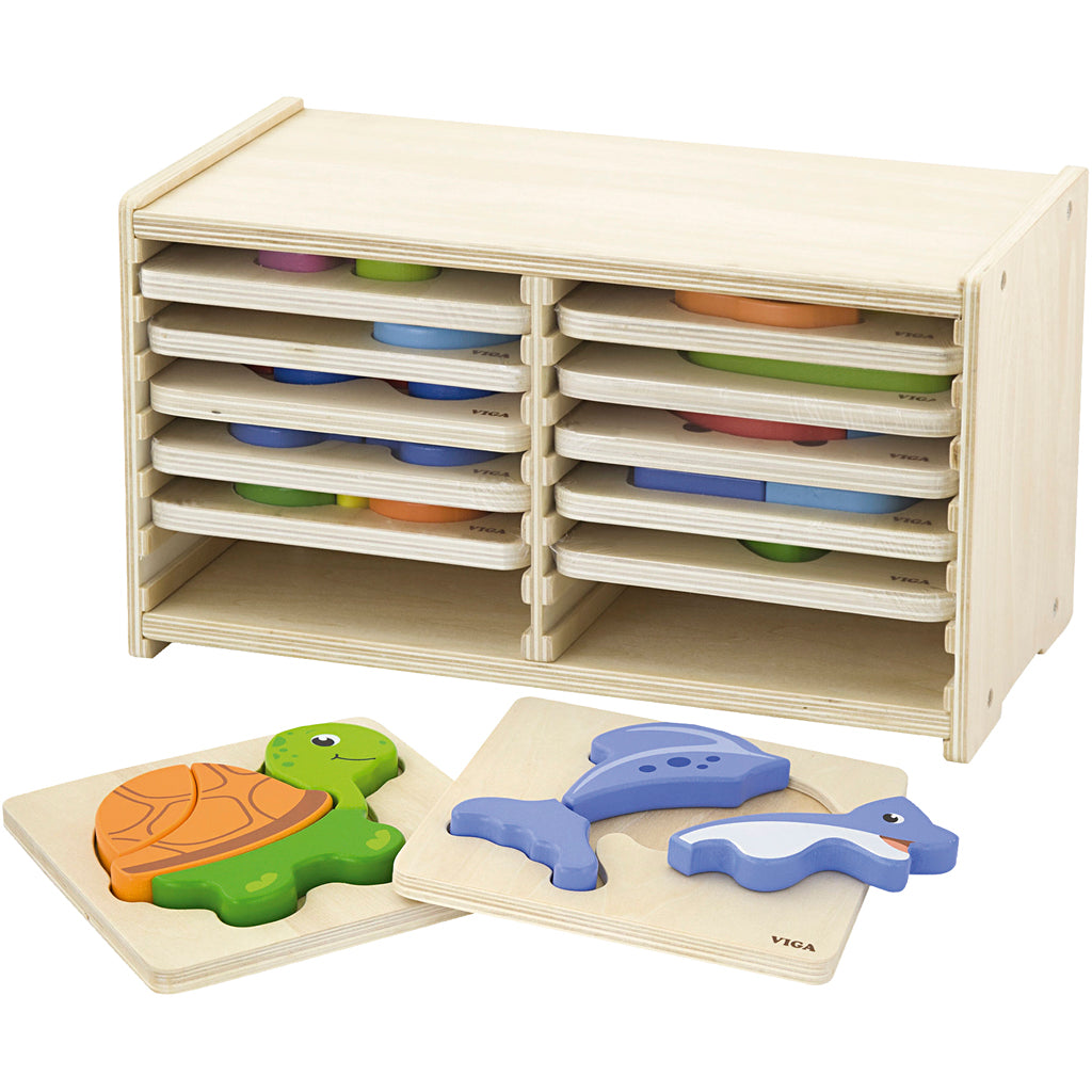 Porta puzzle Viga con 12 puzzle, h: 17,5 cm, l: 31,5, l: 16 cm, 2 parti, 12 parti 1 set