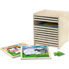 Viga puzzle rack con 12 rompecabezas, dimensiones 23x27,5x23,5 cm, 12x9 piezas, 12 piezas 1 juego