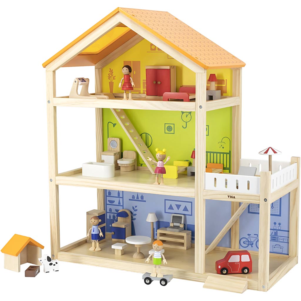 Casa delle bambole Viga, h: 67 cm, p: 28 cm, l: 62 cm, 1 pezzo