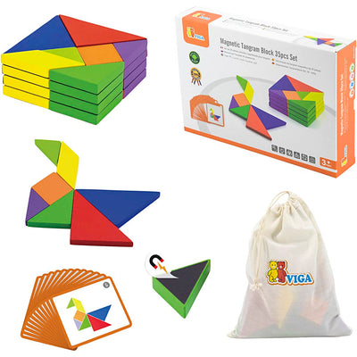 Tangram magnético Viga, alto: 1 cm, largo: 10 cm, ancho: 10 cm, 35 piezas 1 caja