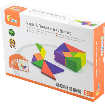 Tangram magnético Viga, alto: 1 cm, largo: 10 cm, ancho: 10 cm, 35 piezas 1 caja