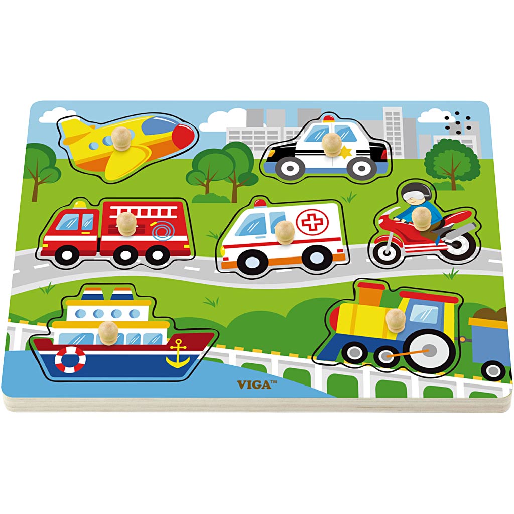 Rompecabezas de madera Viga con sonido, transporte, dimensiones 33x22,5x3 cm, 1 pieza