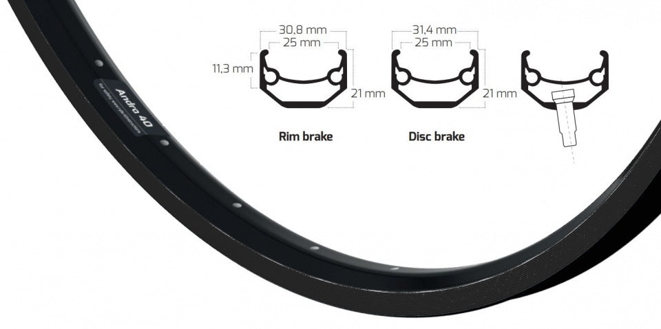 Ryde Velg Andra 40 27,5 pollici (584) Zwart Disc 36 fori 14g