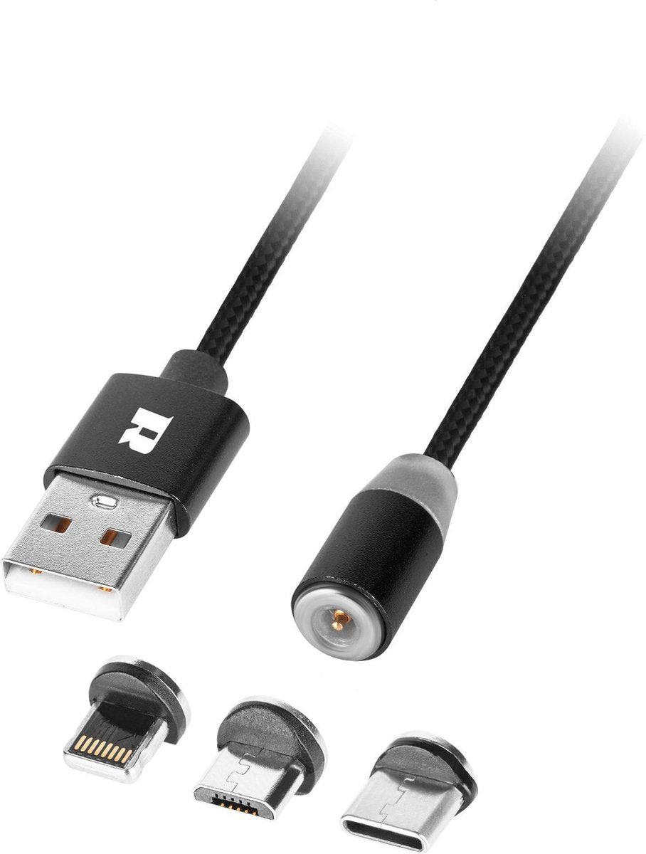 Rebel comp serie - magnetische usb kabel 3-in-1 - iphone; usb-c; micro usb
