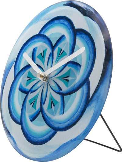 Nextime cosmo blue table – table wall clock – 20 cm – tempered glass – light blue – silent