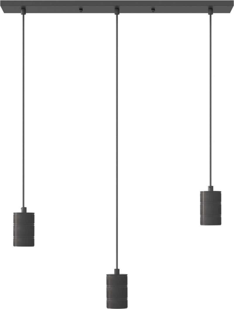 Plafoniera retrò Calex - 3x E27 - lampada a sospensione industriale - lampada a sospensione 10 x 70 cm - nera