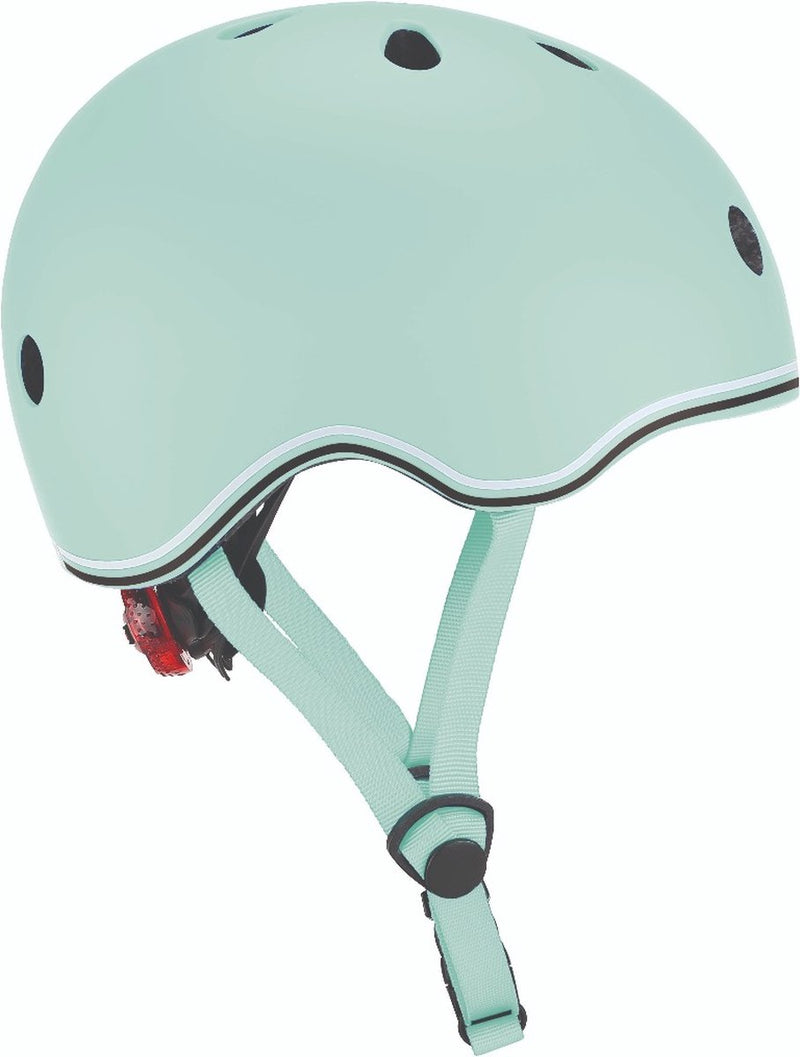 Casco per bambini Globber - go up - verde pastello - regolabile 45-51 cm - con illuminazione - guscio esterno in policarbonato resistente