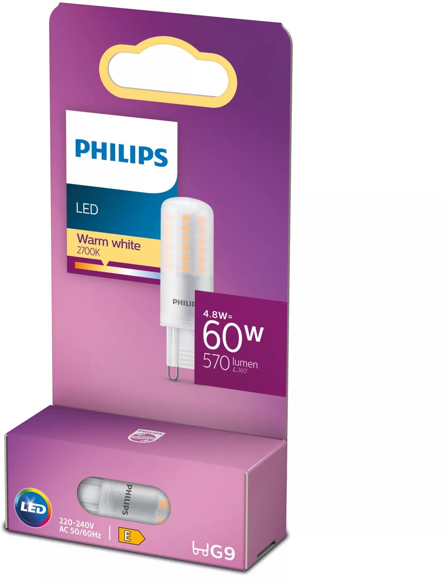 Capsula LED Philips trasparente - 60 W - G9 - luce bianca calda