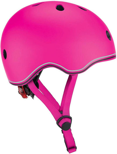 Casco per bambini Globber - go up - rosa - regolabile 45-51 cm - con illuminazione - guscio esterno in policarbonato resistente