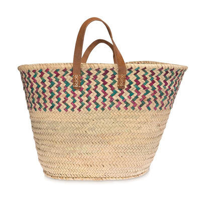 Bolso Source balance de hoja de palma con cestería de colores