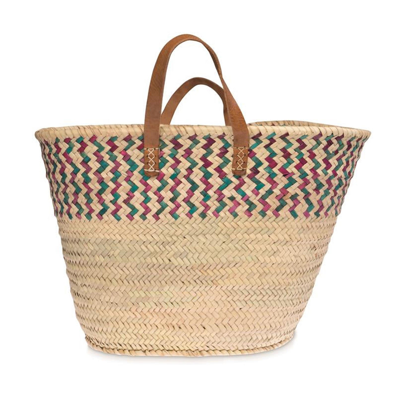Bolso Source balance de hoja de palma con cestería de colores