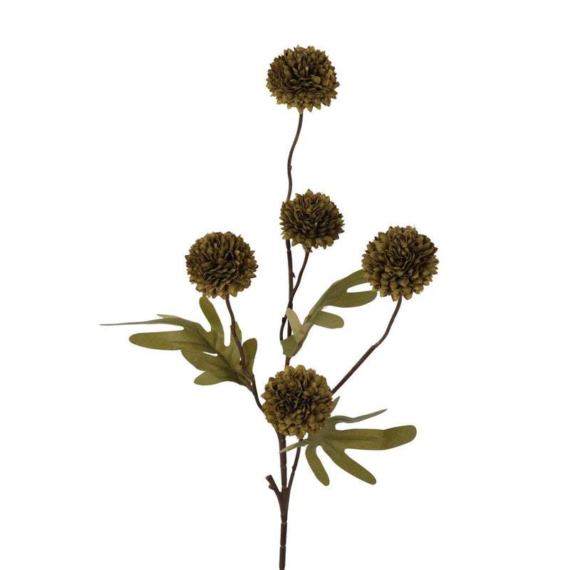 Roberts collection rama de pompones de flores artificiales 52cm verde oscuro