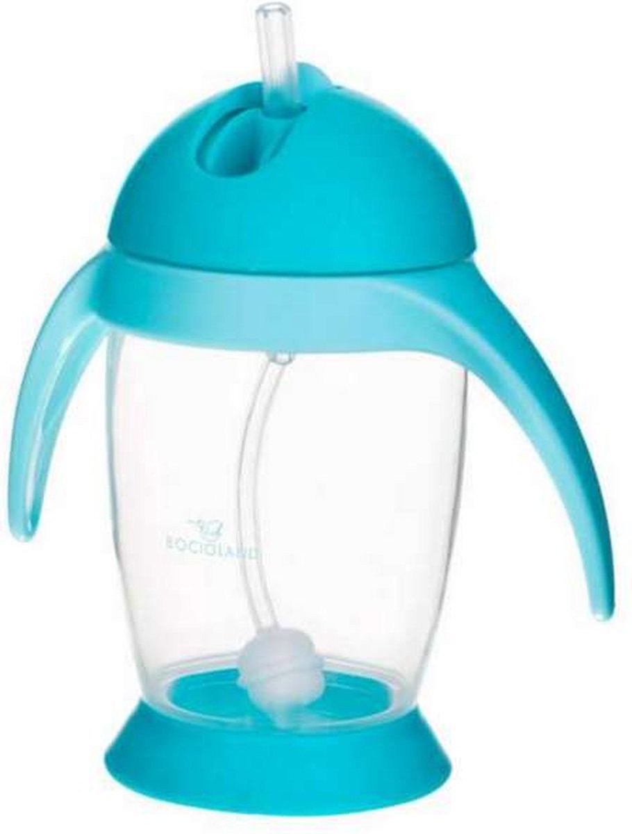 Bacioland bocioland| innovative cup met flip-top rietje | pinguïn | 300ml | 6m+ | turkoois turkoois