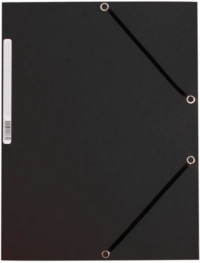 Cartella Q-connect elasto, a4, 3 lembi ed elastici, cartoncino, nero