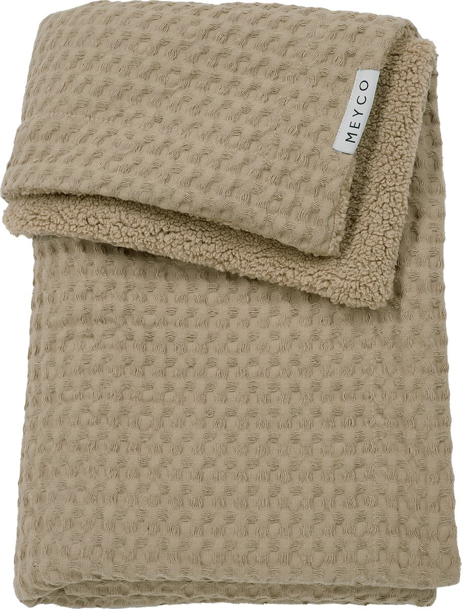 Coperta per culla Meyco Baby Waffle Teddy - tortora - 100x150 cm - 2.0 tog