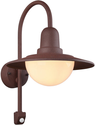 Trio norman - lámpara de pared - color óxido - excl. 1x e27 4 w - sensor de movimiento - montaje en pared - iluminación exterior - ip44