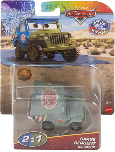 Mattel disney pixar cars disney y pixar cars en la carretera cambiadores de color, sarge sergent, coche, 3 años, metal, plástico, multicolor