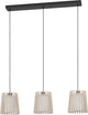 Eglo fattoria hanglamp - e27 - 90 cm - zwart bruin wit - hout textiel