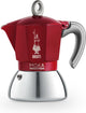 Bialetti moka induction percolator 4 kops rood – espresso maker – inductie geschikt – aluminium rvs