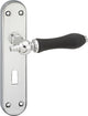 Maniglia per porta Impresso - bracknell - per interni - scudo ovale con viti e serratura - cromata - nera - 2 pezzi