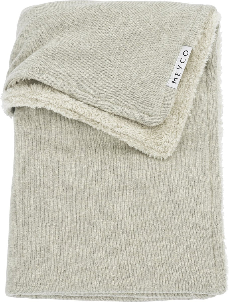 Meyco coperta per culla basic in maglia per bambini - sabbia melange - 75x100 cm - 2.0 tog