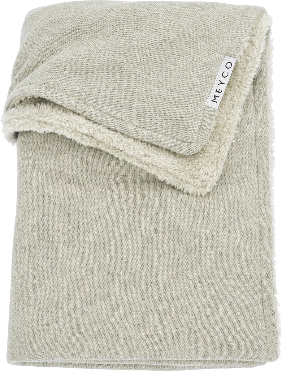 Meyco baby knit basic teddy wiegdeken - sand melange - 75x100cm - 2.0 tog