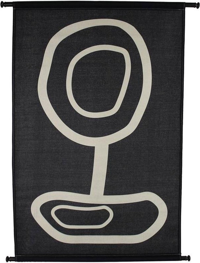 Hd collection wanddoek organisch zwart 83x3x110cm