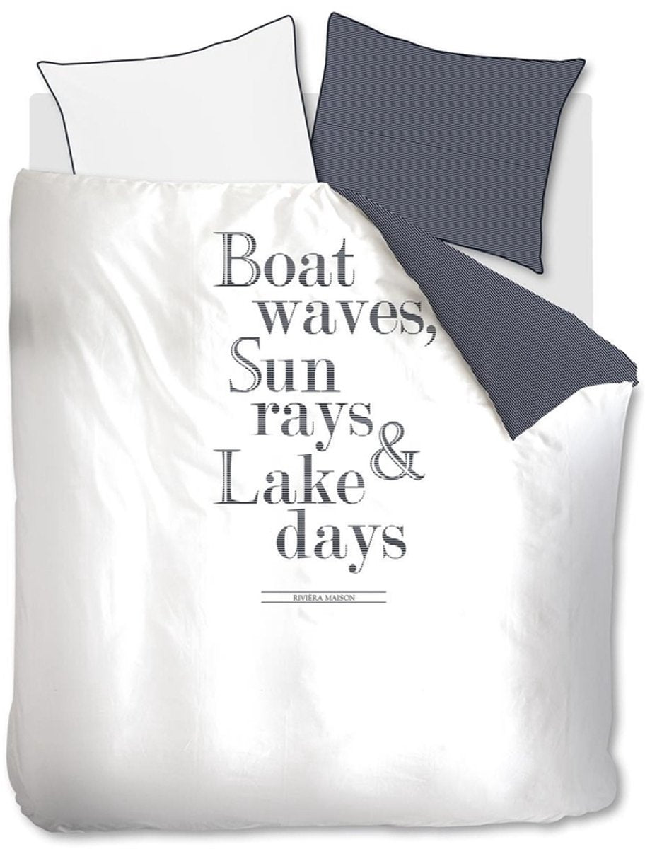 Riviera maison lake days dekbedovertrek - lits-jumeaux xl - 260x200 220 - marineblauw