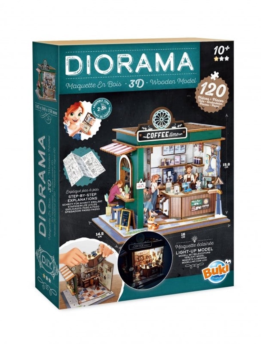 Buki france houten bouwpakket diorama café - 120dlg.