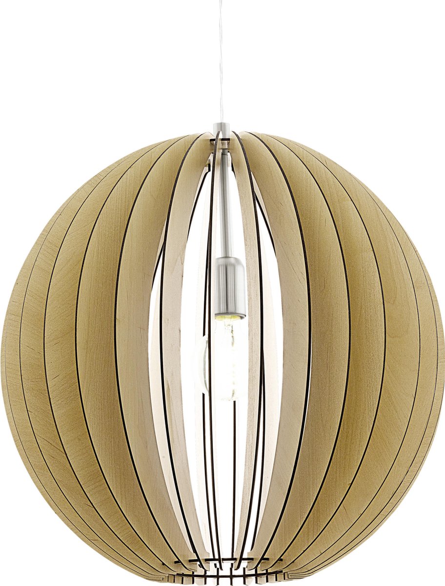 Eglo cossano - hanglamp - 1 lichts - ø500mm. - nikkel-mat - ahorn