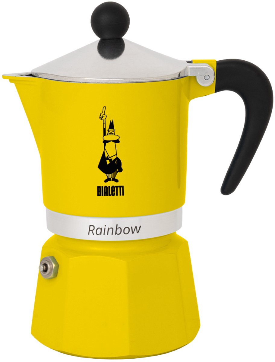 Percolador Bialetti amarillo arcoíris – 6 tazas – 300 ml – auténtica cafetera espresso italiana